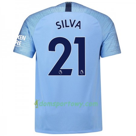 Koszulka Manchester City Silva 21 Domowe Koszulki Piłkarskie 2018-2019 Krótki Rękaw